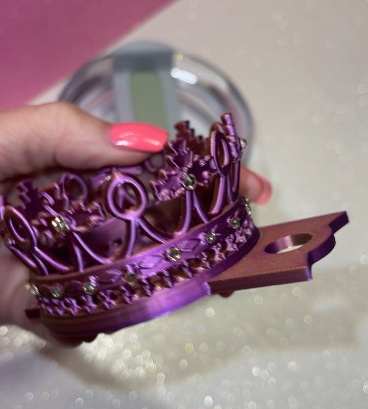 Colorful Rhinestone Crown Topper, Diva Bling Topper, Queen Topper Rhinestone Tumbler Lid 3D decorative tumbler lid attachment