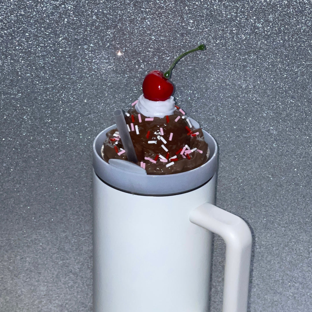 Ice Cream Sundae Decorated Tumbler Lid Topper, 30 or 40 oz tumbler topper, 3D Decorative Lid Attachment