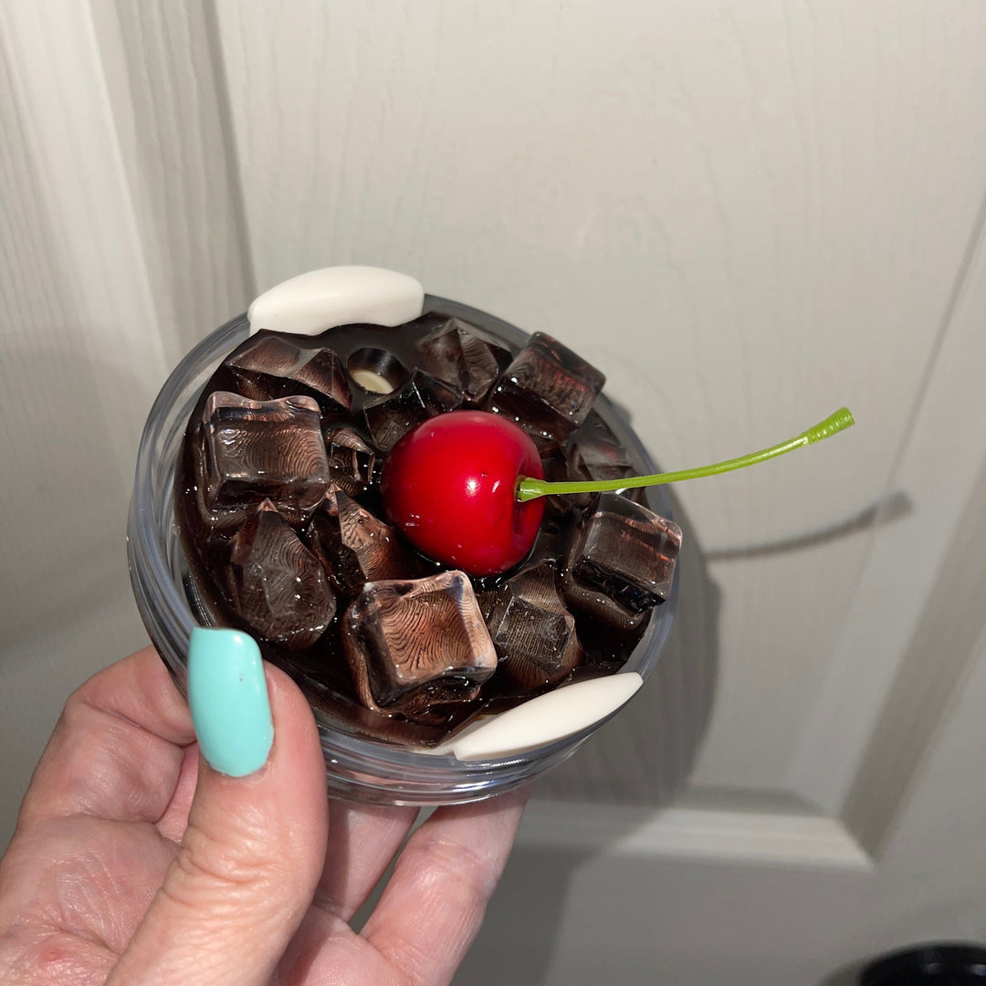 Iced Cola Soda Decorated Stanl ey Tumbler Lid (with or without fruit), Handmade Soda with Ice lid topper, 30 or 40 oz 3D decorated drink lid