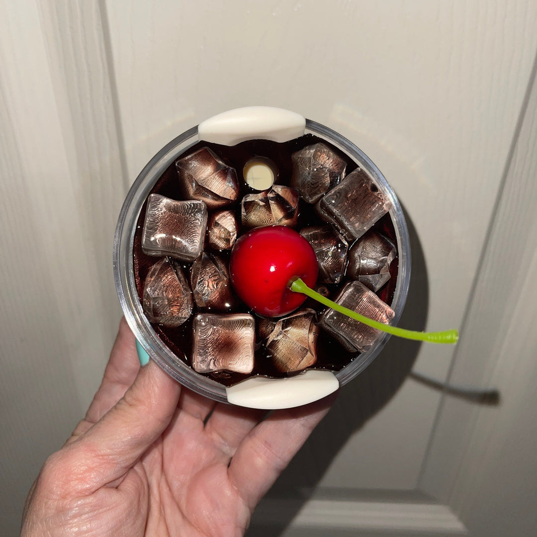 Iced Cola Soda Decorated Stanl ey Tumbler Lid (with or without fruit), Handmade Soda with Ice lid topper, 30 or 40 oz 3D decorated drink lid
