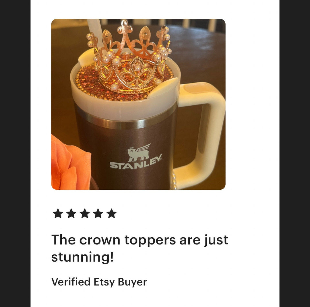 Rose Gold Rhinestone Crown 30 or 40 oz Topper, Diva Topper, Queen Topper, Rhinestone Tumbler Lid 3D decorative lid unique gift BEST SELLER