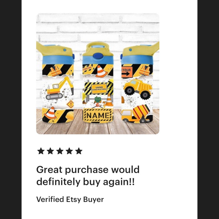 Kids Construction Tumbler Tractor Tumbler - Kids Water Bottle | Kids Water Tumbler | Great Kids Gift | Back To School Cup - TOP SELLER