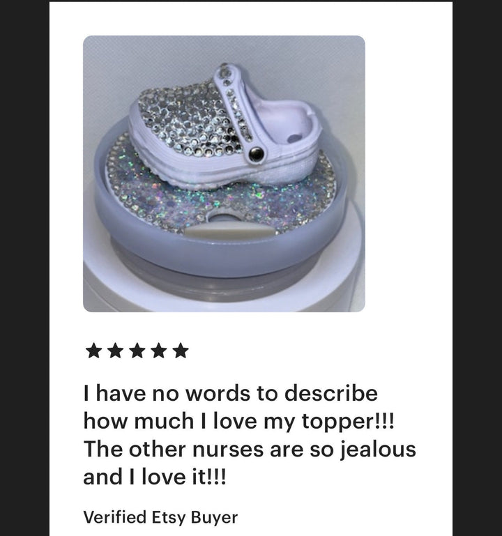 Rhinestone Nurse Clog Shoe 30 or 40 oz tumbler topper, Nurse tumbler topper, 3D Decorative Lid Attachment