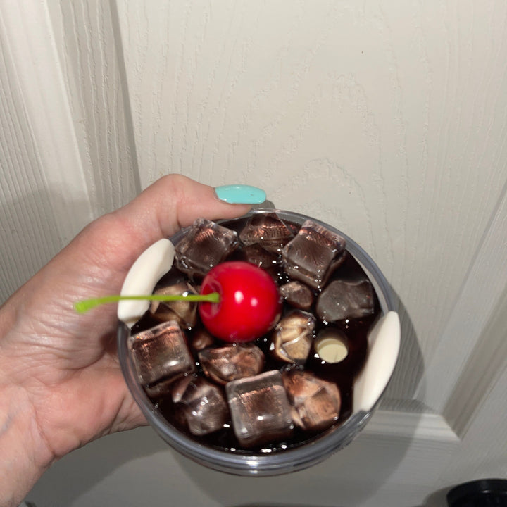 Iced Cola Soda Decorated Stanl ey Tumbler Lid (with or without fruit), Handmade Soda with Ice lid topper, 30 or 40 oz 3D decorated drink lid
