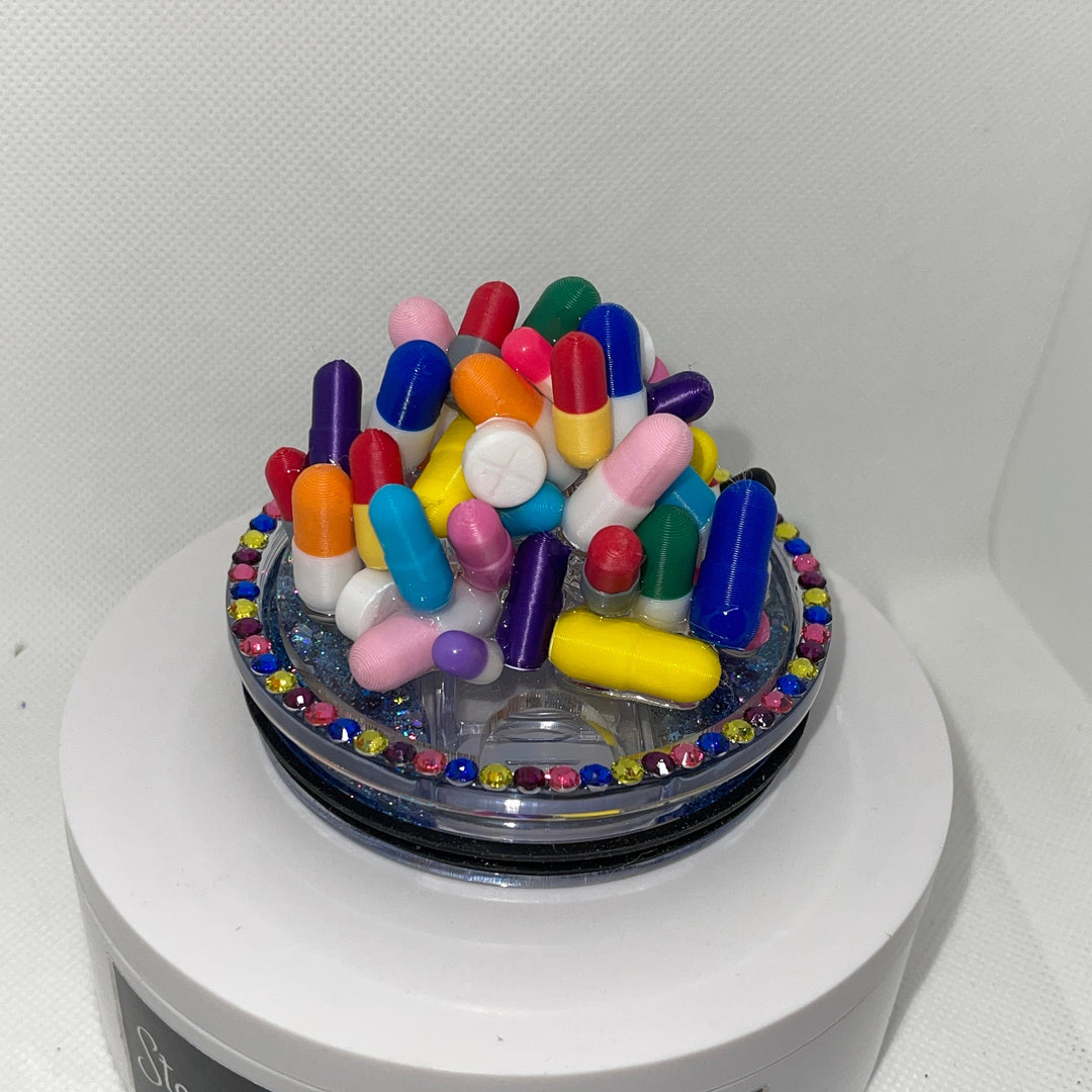 Pharmacy topper, Pill Tumbler Topper, medicine pill topper, mental health tumbler, 3D Decorative Lid - Ice Topper Lid, unique gift