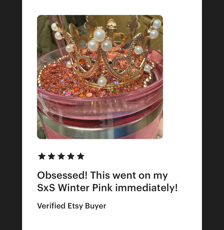Rose Gold Rhinestone Crown 30 or 40 oz Topper, Diva Topper, Queen Topper, Rhinestone Tumbler Lid 3D decorative lid unique gift BEST SELLER