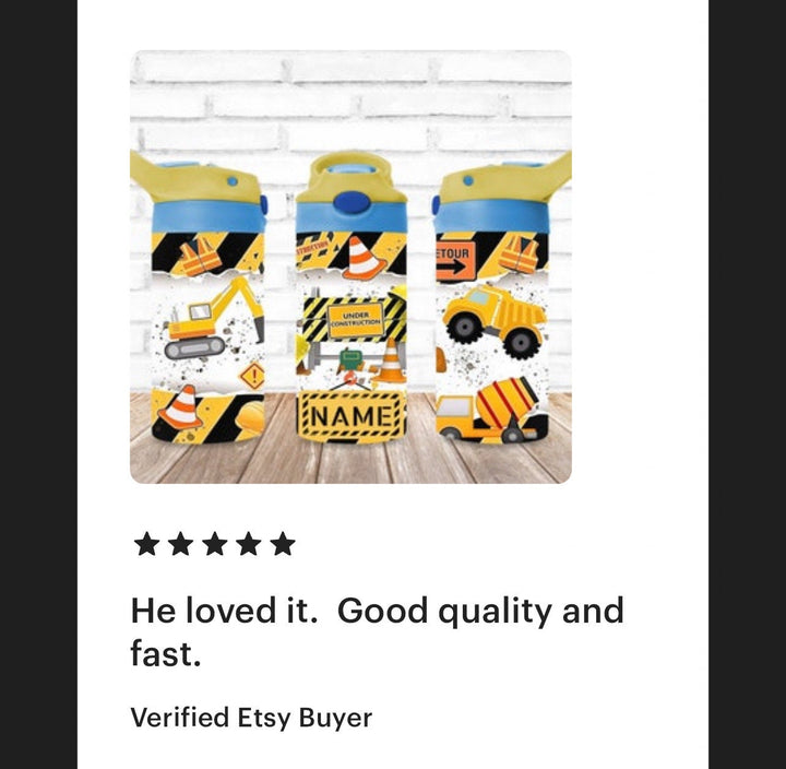 Kids Construction Tumbler Tractor Tumbler - Kids Water Bottle | Kids Water Tumbler | Great Kids Gift | Back To School Cup - TOP SELLER