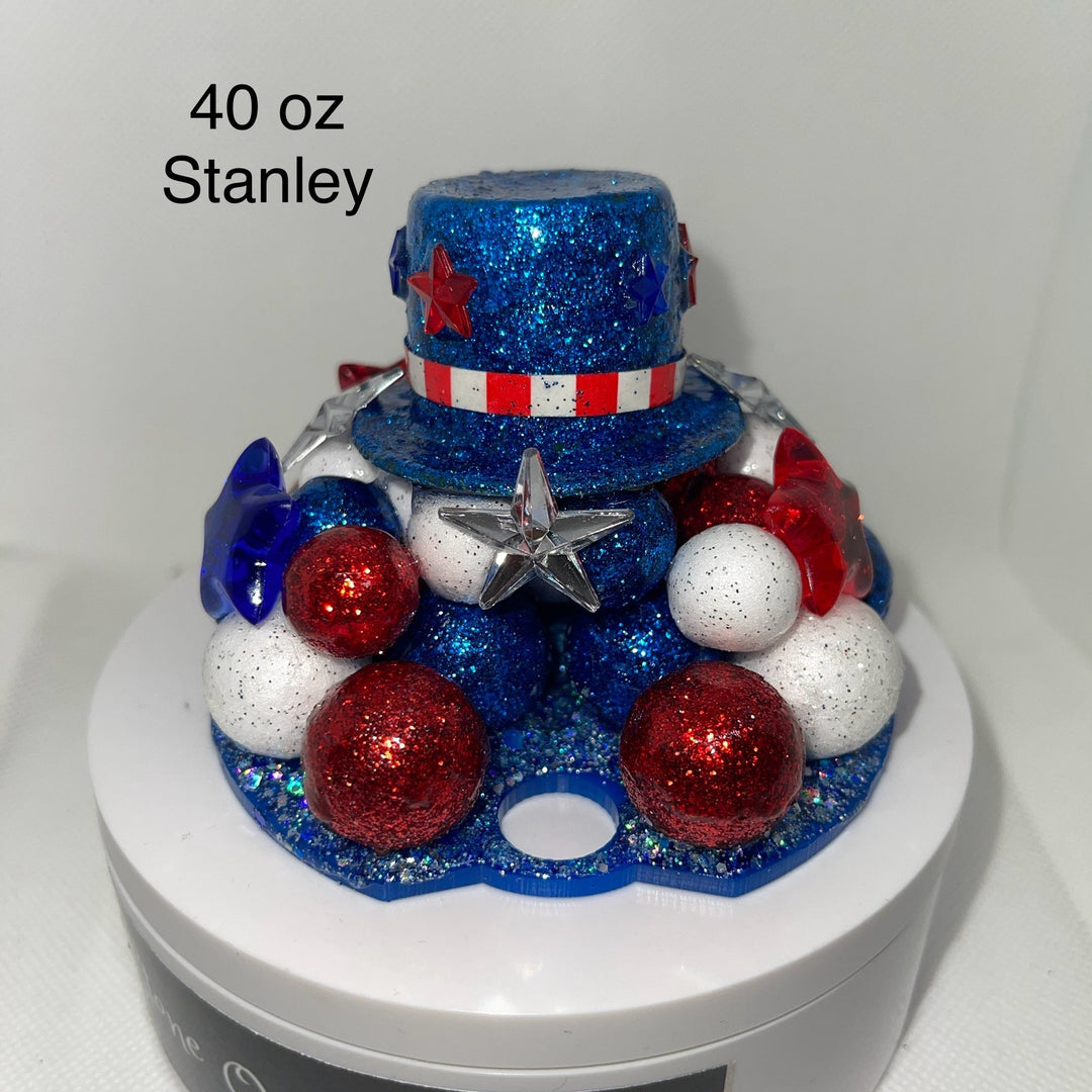 Patriotic Tumbler Topper, Independence Day Topper, 3D Decorative Lid - Ice Topper Lid
