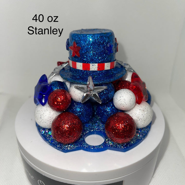 Patriotic Tumbler Topper, Independence Day Topper, 3D Decorative Lid - Ice Topper Lid