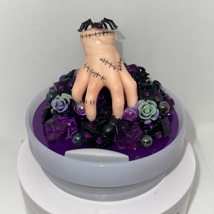 40 oz Severed Hand Tumbler Topper, rhinestones, black flowers and bling Halloween lid, Halloween gift, 3D Decorative Lid - HOT SELLER