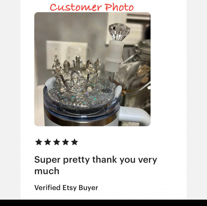BLING Rhinestone Crown topper, fits Stanley lids, Rhinestones, decorative lid on a fitted base, unique gift BEST SELLER