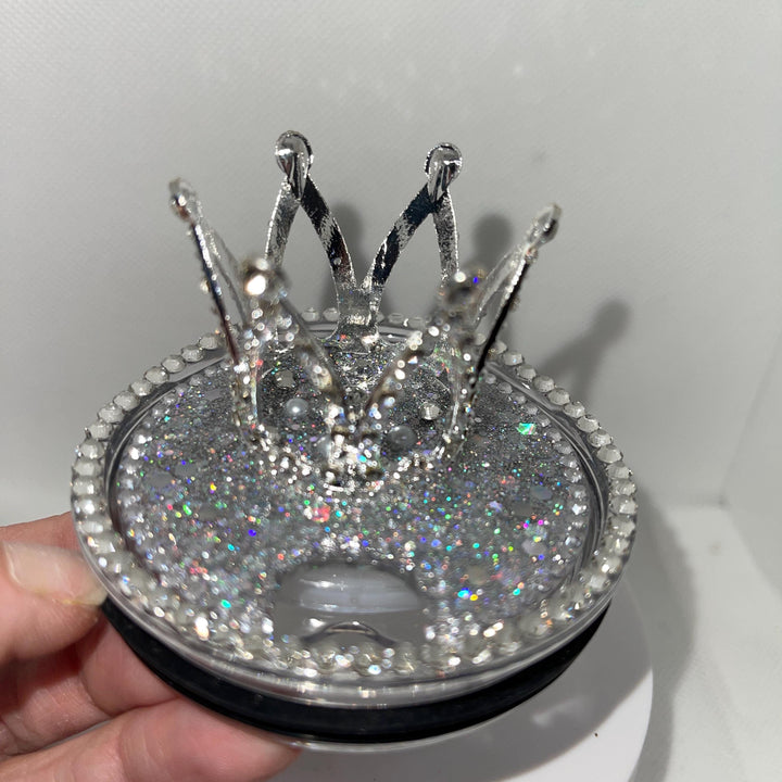 Bling Mini Rhinestone Crown Topper Tag, Diva Topper, Queen Topper, Rhinestone Tumbler Lid 3D decorative tumbler lid attachment, unique gift