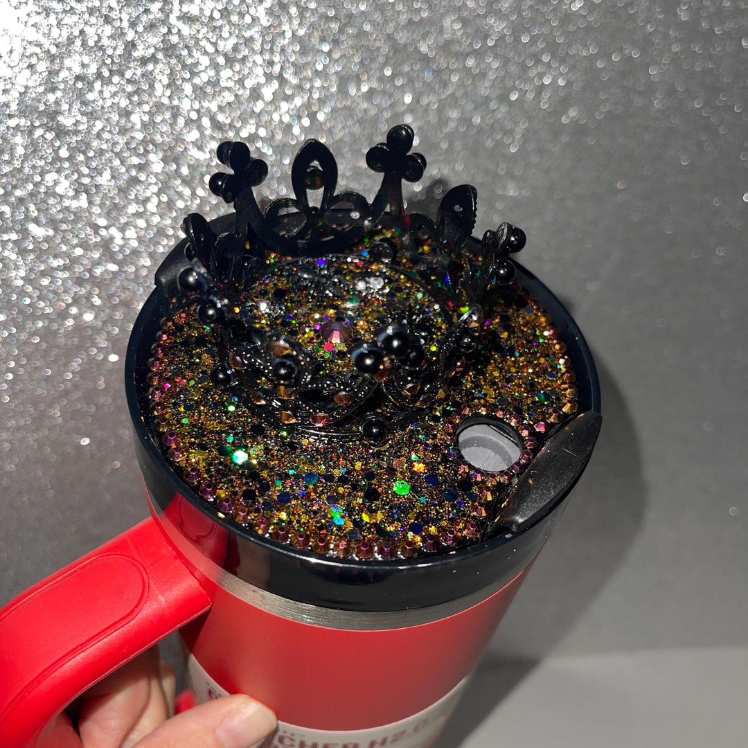 Halloween Rhinestone Crown 40 & 30 oz Topper, Queen Bling, Rhinestones, decorative lid, unique gift LIMITED QUANTITY Best Seller