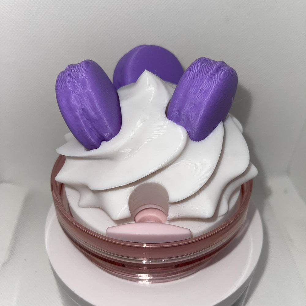 3D Whipped Topping and Macaroons Tumbler Topper that fit the Love Shack Fancy Stanley lids, 3D Decorative Lid attachment