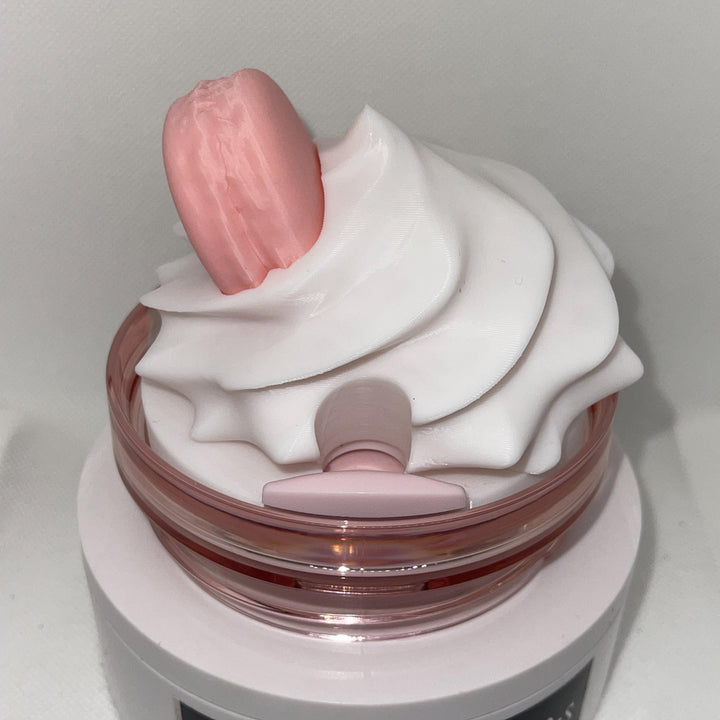 3D Whipped Topping and Macaroons Tumbler Topper that fit the Love Shack Fancy Stanley lids, 3D Decorative Lid attachment