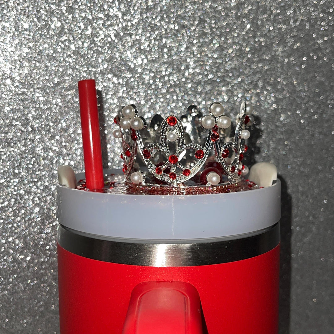 Christmas Rhinestone Crown 40 & 30 oz Stanl ey Topper, Queen Bling, Rhinestones, decorative lid, unique gift LIMITED QUANTITY Best Seller