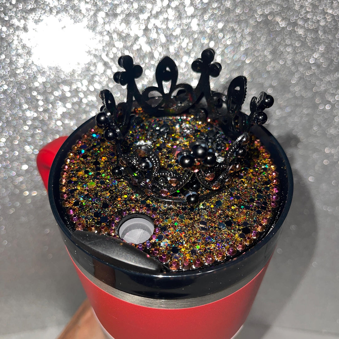 Halloween Rhinestone Crown 40 & 30 oz Topper, Queen Bling, Rhinestones, decorative lid, unique gift LIMITED QUANTITY Best Seller