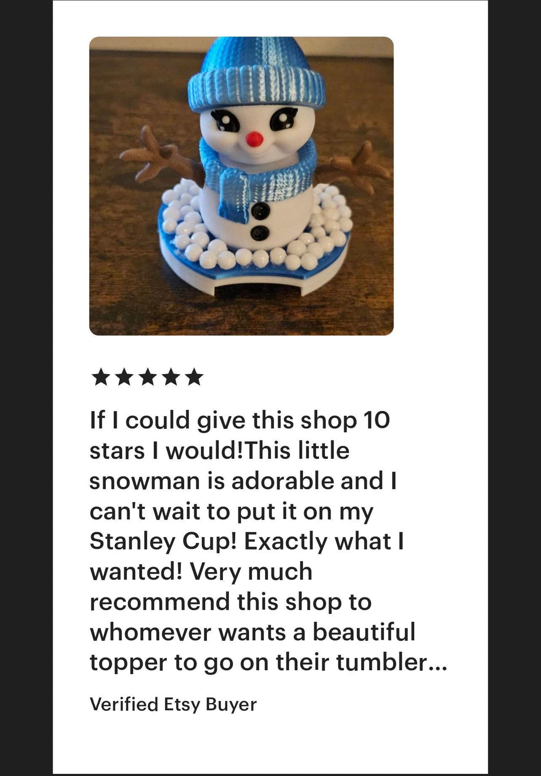 3D Printed Christmas Baby Snowman 30 or 40 oz Tumbler Topper, Christmas Tumbler Topper, 3D Decorative Lid Attachment, unique gift