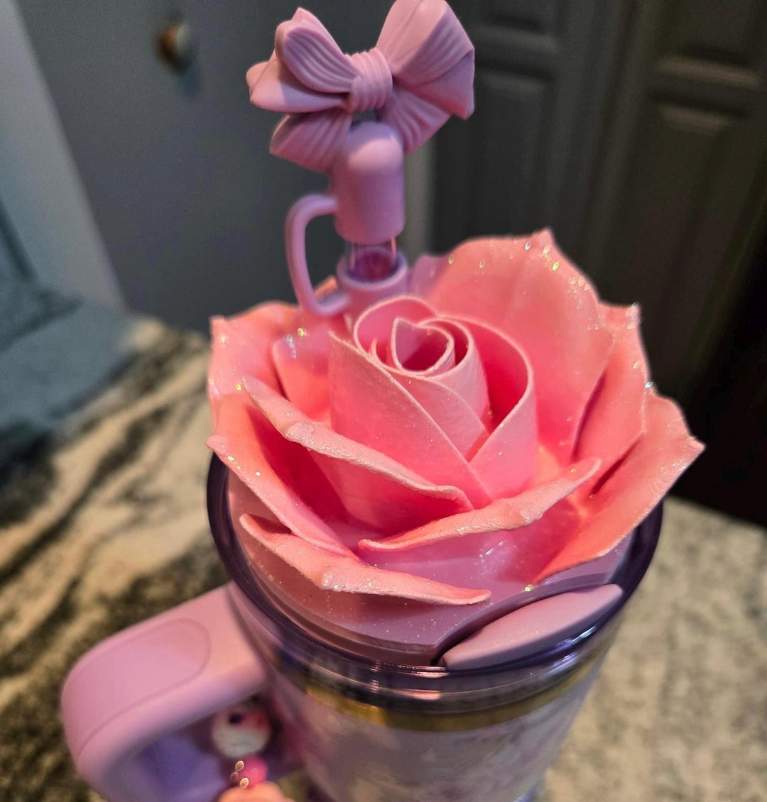 3D Rose Tumbler Topper that fit the Love Shack Fancy Stanley lids, Rose tumbler topper, 3D Decorative Lid attachment, HOT SELLER