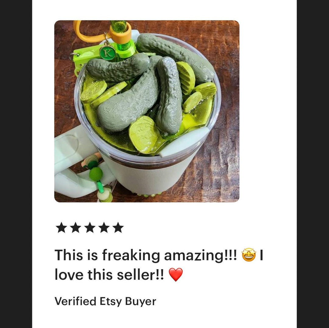 Pickle themed 20/30 or 40 oz Stanl ey tumbler topper, dill pickles pickle slices, pickle lover gift, 3D Decorative Lid Attachment