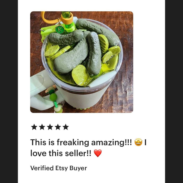 Pickle themed 20/30 or 40 oz Stanl ey tumbler topper, dill pickles pickle slices, pickle lover gift, 3D Decorative Lid Attachment