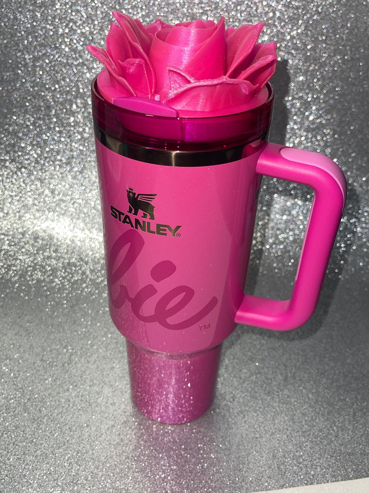 3D Rose Tumbler Topper that fit the new Barbie x Stanley Icon Tumbler lids, Rose tumbler topper, 3D Decorative Lid