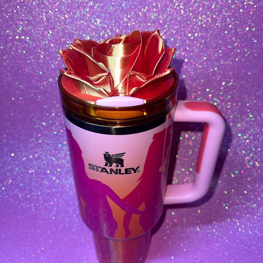 3D Rose Tumbler Topper that fit the new Twist n Turn or Moolah Kicks lids, Rose tumbler topper, 3D Decorative Lid