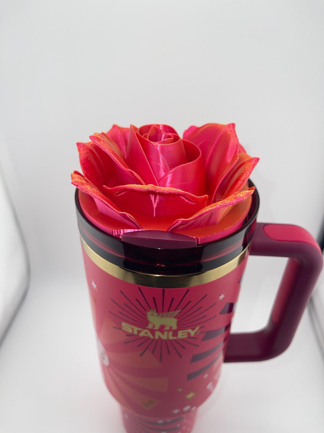 3D Rose Tumbler Topper that fit the new Barbie x Stanley 80s Dynomite lids, Rose tumbler topper, 3D Decorative Lid