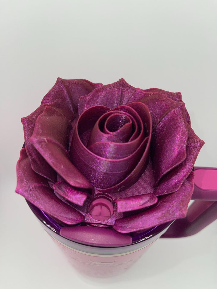 3D Rose Tumbler Topper that fit the new Barbie x Stanley 70s Superstar lids, Rose tumbler topper, 3D Decorative Lid