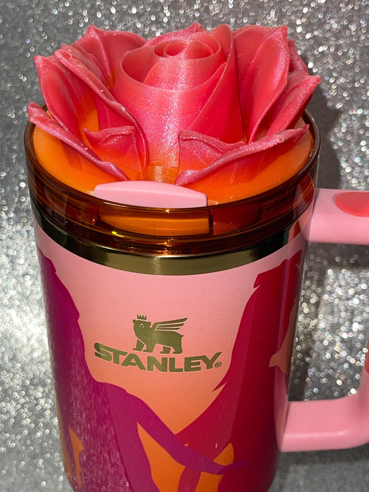 3D Rose Tumbler Topper that fit the new Twist n Turn or Moolah Kicks lids, Rose tumbler topper, 3D Decorative Lid