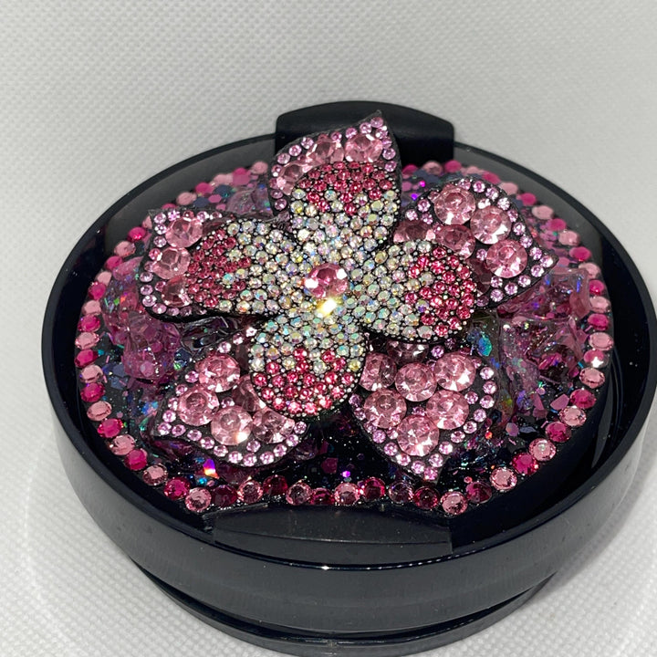 Rhinestone Pink Flower, Rhinestone topper, fits Stanley lids, Rhinestones, decorative lid, unique gift, Hot Seller