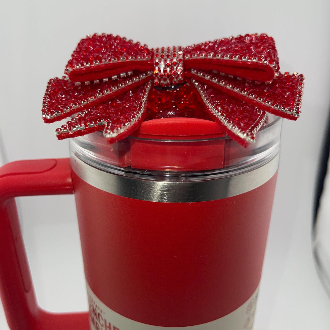 Rhinestone Bow Tumbler Topper, Rhinestone lid, fits Stanley lids, Rhinestones, decorative lid, unique gift, Limited Quantity