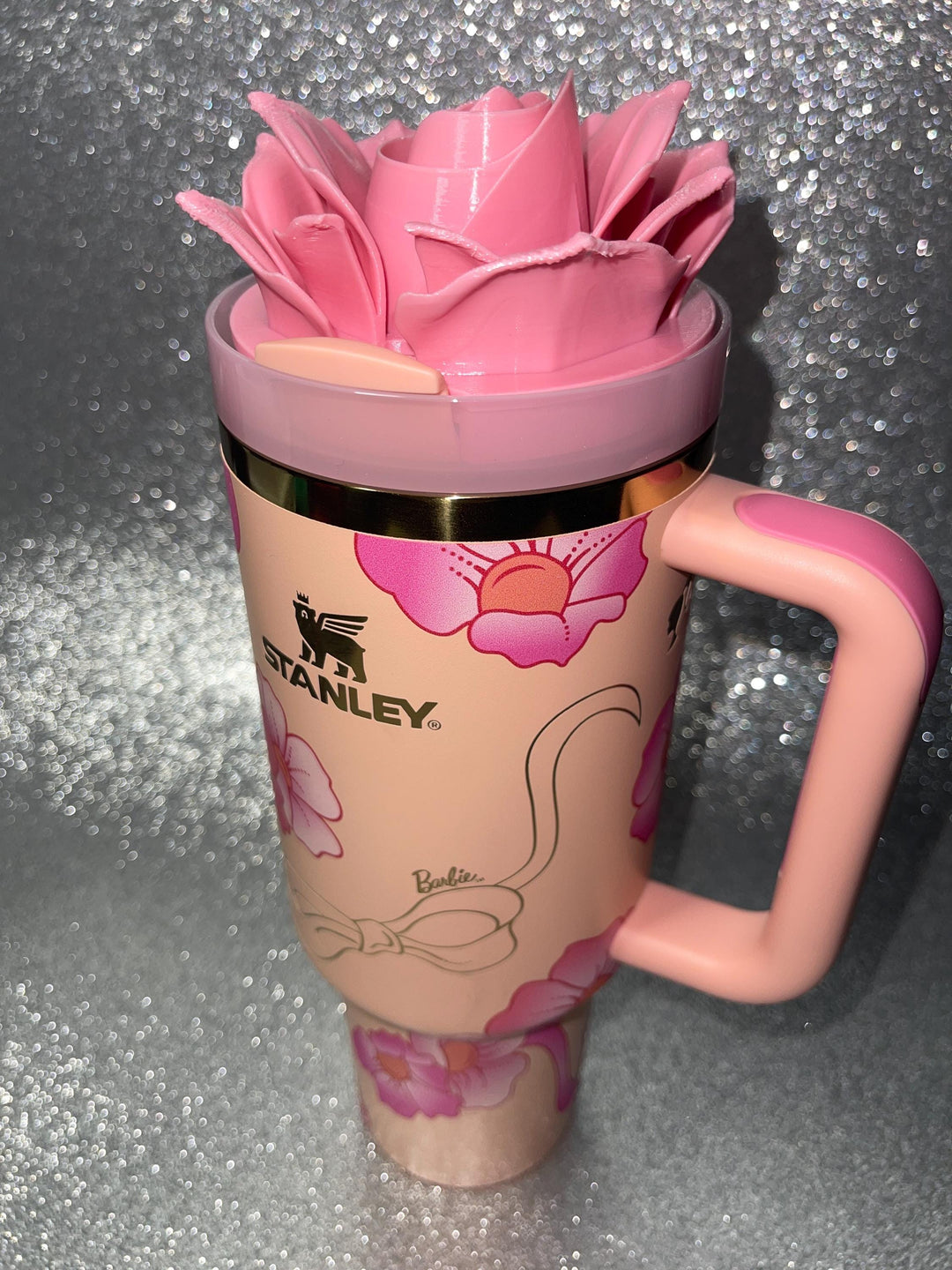 3D Rose Tumbler Topper that fit the new Barb x Stan 80s Peaches n Cream Tumbler lids, Rose tumbler topper, 3D Decorative Lid