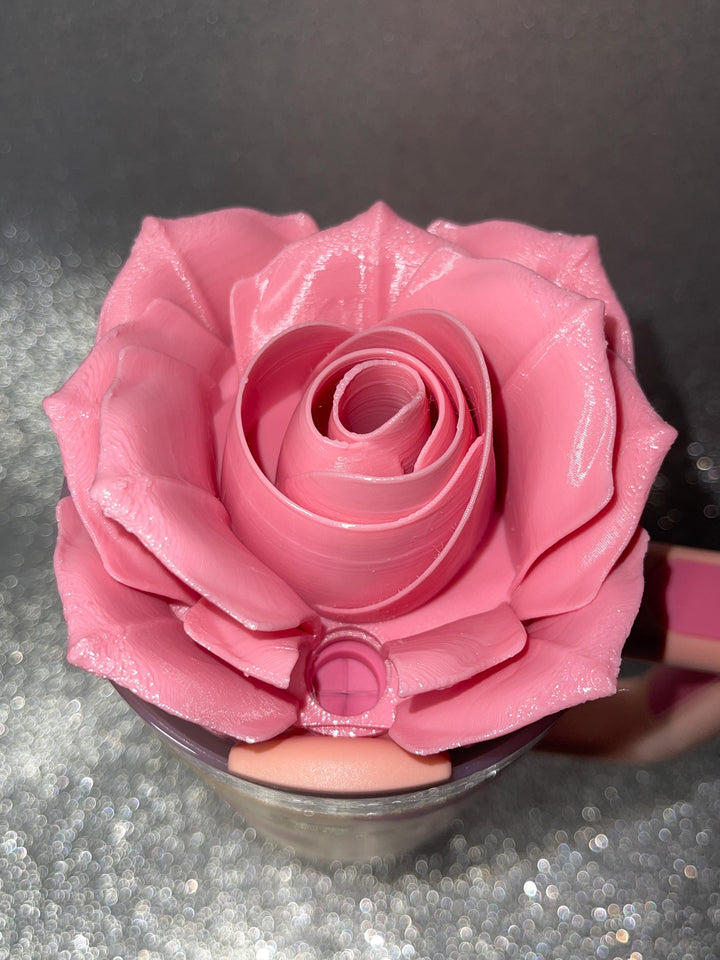 3D Rose Tumbler Topper that fit the new Peaches n Cream Tumbler lids, Rose tumbler topper, 3D Decorative Lid, BEST SELLER