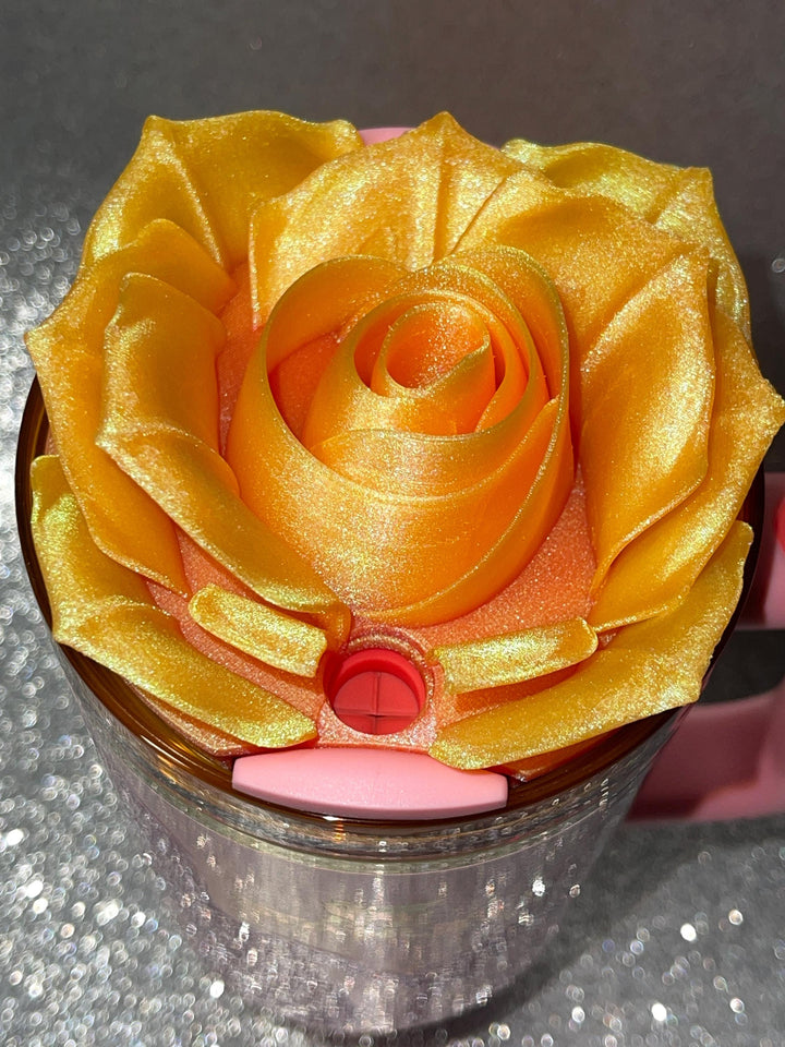 3D Rose Tumbler Topper that fit the new Barb x Stan 60s Twist n Turn lids, Rose tumbler topper, 3D Decorative Lid