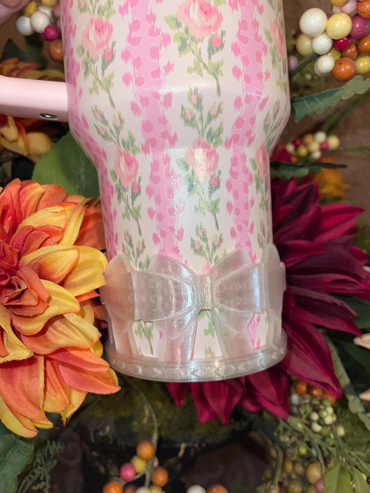 Translucent Ribbon Coquette Bow Tumbler Boot, Shimmery Translucent Sleeve, Princess Queen, Protective Sleeve, Unique Gift
