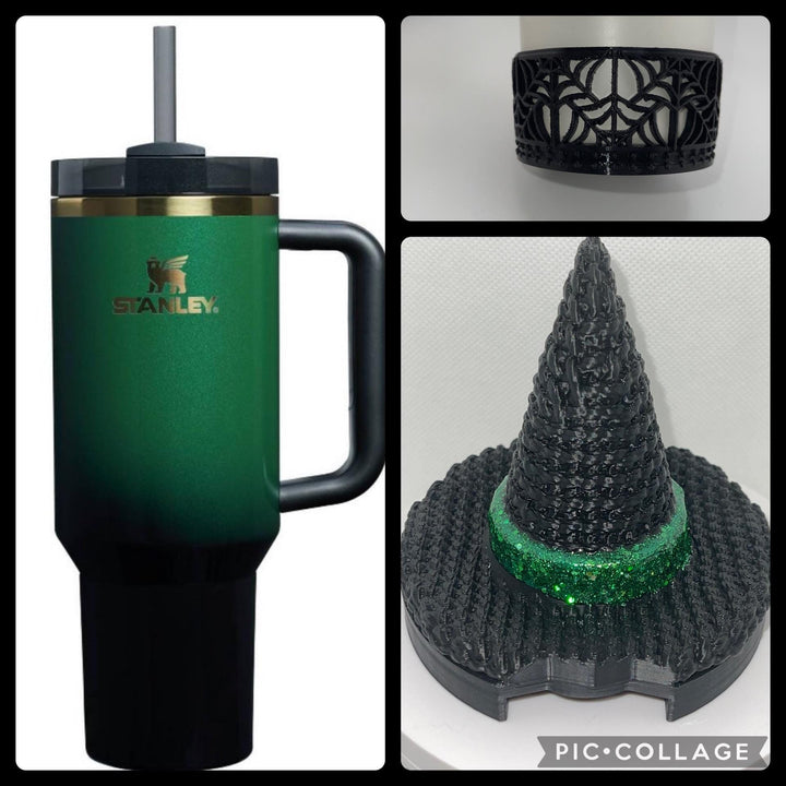 Wicked Witch Hat tumbler topper and spiderweb tumbler boot, Fits your Stanley Wicked Elphaba Halloween tumbler, unique gift, HOT SELLER