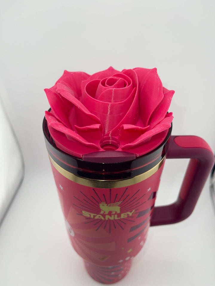 3D Rose Tumbler Topper that fit the new Barbie x Stanley 80s Dynomite lids, Rose tumbler topper, 3D Decorative Lid