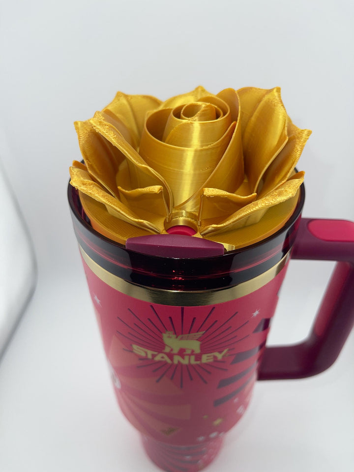 3D Rose Tumbler Topper that fit the new Barbie x Stanley 80s Dynomite lids, Rose tumbler topper, 3D Decorative Lid