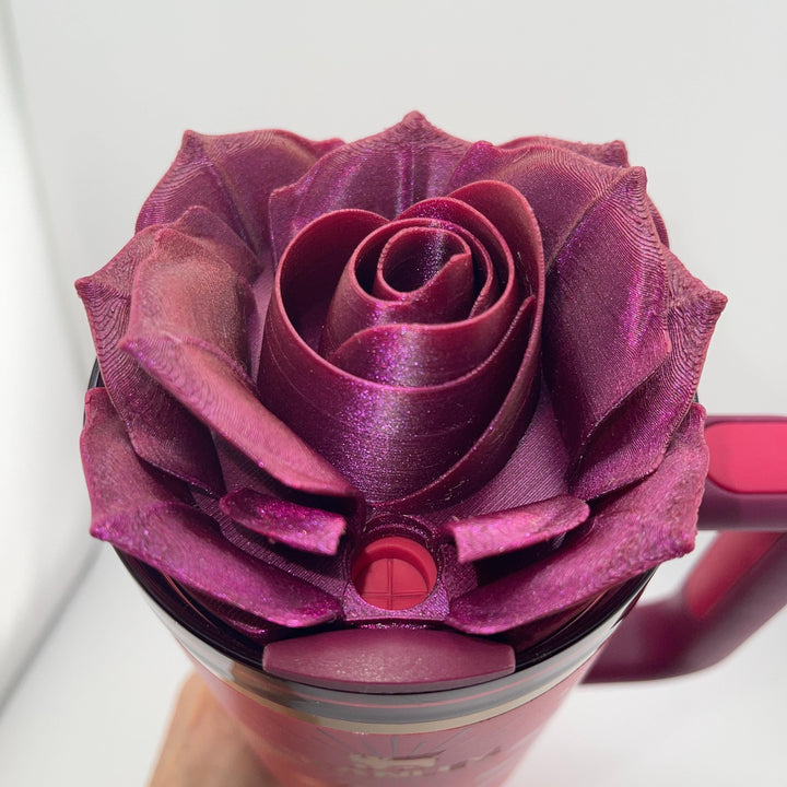 3D Rose Tumbler Topper that fit the new Dynomite lids, Rose tumbler topper, 3D Decorative Lid