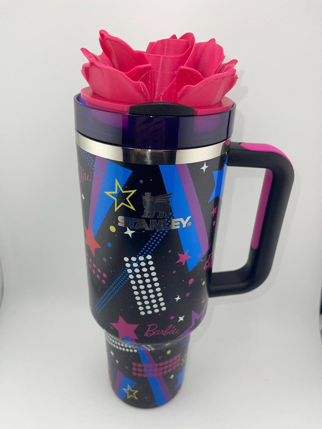 3D Rose Tumbler Topper that fit the new Barbie x Stanley 80s Rockers lids, Rose tumbler topper, 3D Decorative Lid