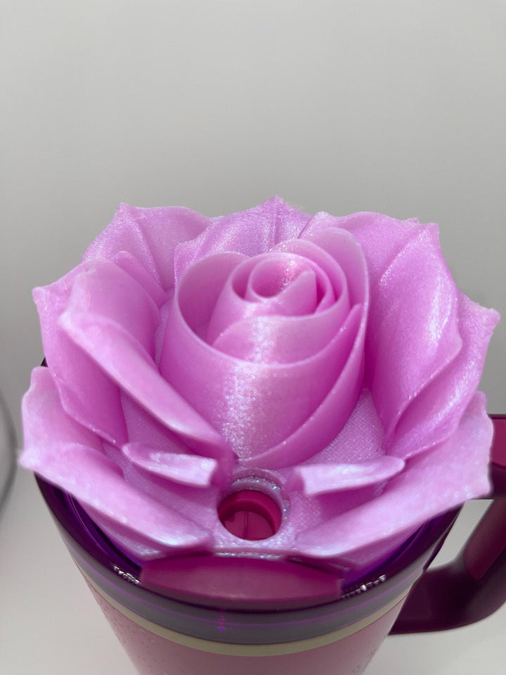 3D Rose Tumbler Topper that fit the new Sour Grape Stanley lids, Rose tumbler topper, 3D Decorative Lid