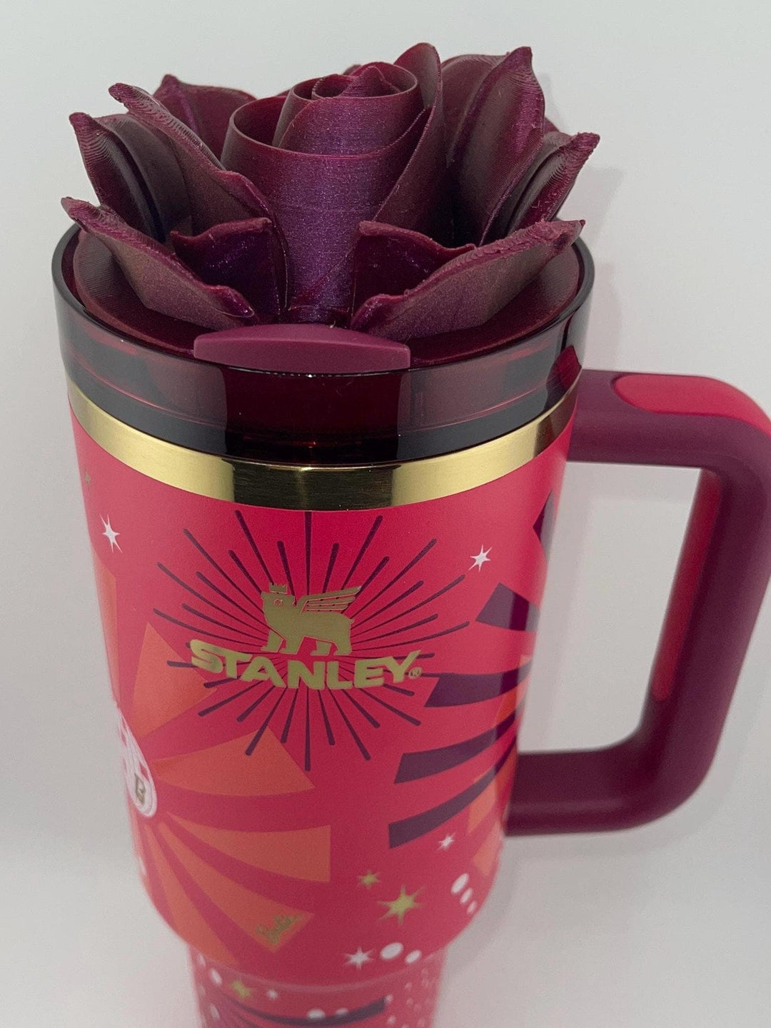 3D Rose Tumbler Topper that fit the new Dynomite lids, Rose tumbler topper, 3D Decorative Lid
