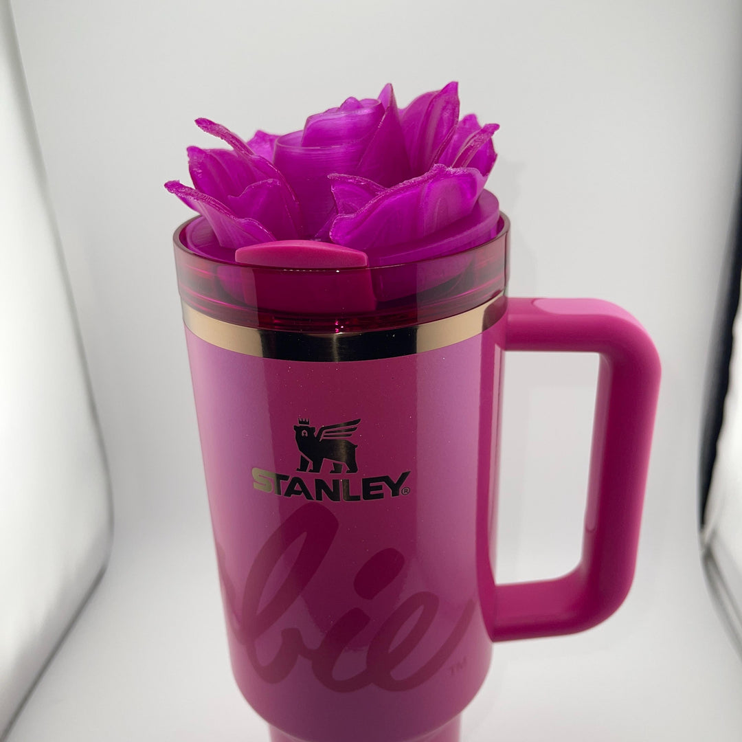 3D Rose Tumbler Topper that fit the new Barbie x Stanley Icon Tumbler lids, Rose tumbler topper, 3D Decorative Lid