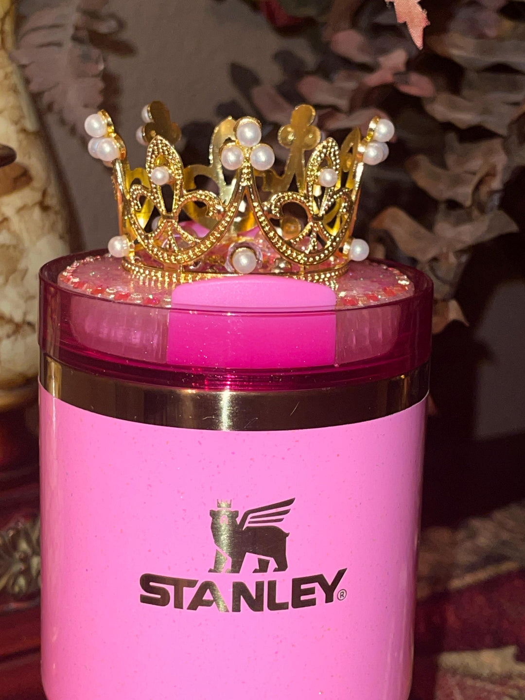 Good Witch Rhinestone Crown or Rose topper, or Fancy Rhinestone Crown Boot sized to fit your Stanley tumbler, unique gift, BEST SELLER