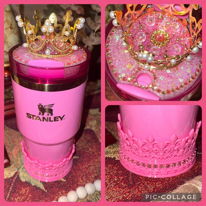 Good Witch Rhinestone Crown or Rose topper, or Fancy Rhinestone Crown Boot sized to fit your Stanley tumbler, unique gift, BEST SELLER