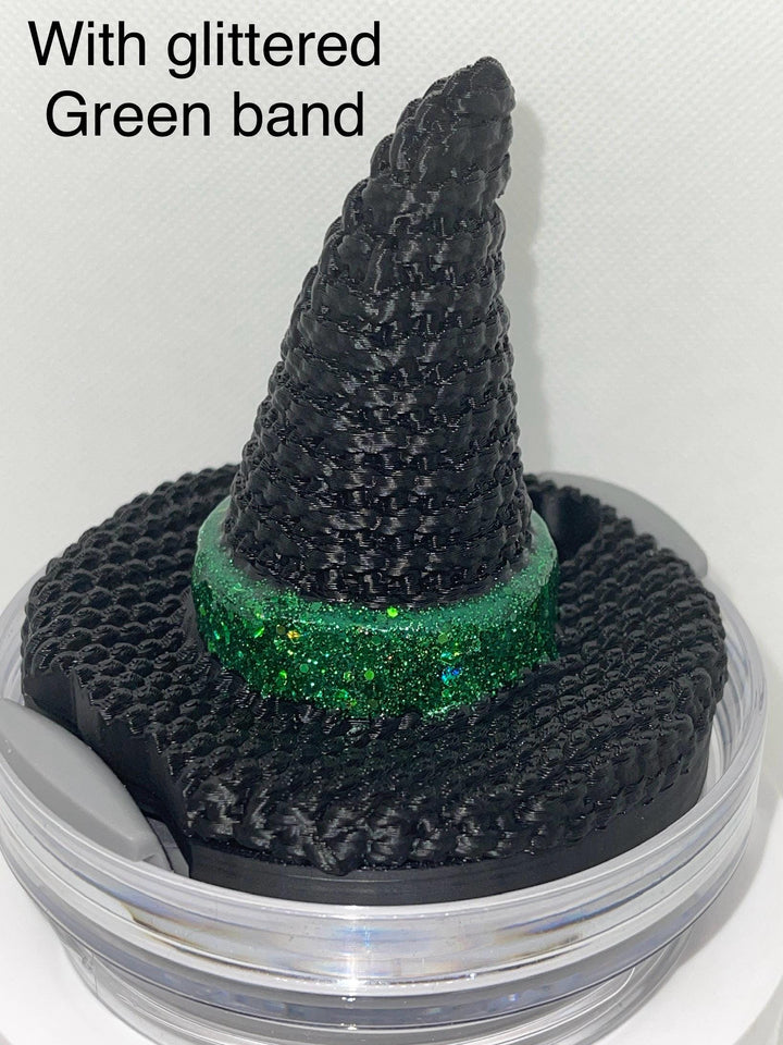 Witch hat tumbler topper, glitter green witch hat tumbler accessories for your Stanley tumbler