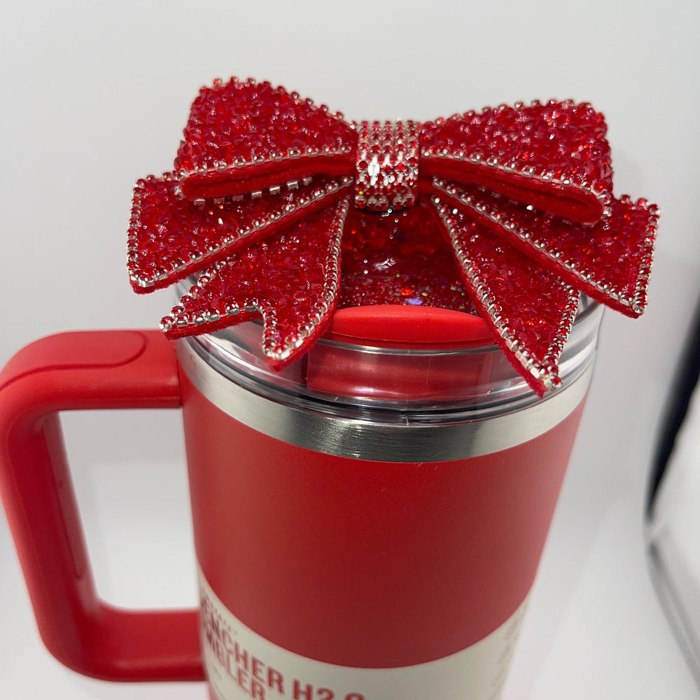 Rhinestone Bow Tumbler Topper, Rhinestone lid, fits Stanley lids, Rhinestones, decorative lid, unique gift, Limited Quantity