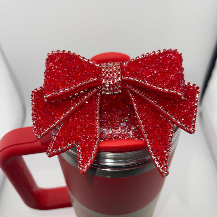 Rhinestone Bow Tumbler Topper, Rhinestone lid, fits Stanley lids, Rhinestones, decorative lid, unique gift, Limited Quantity