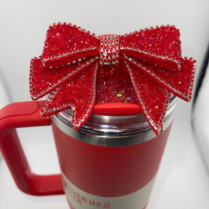 Rhinestone Bow Tumbler Topper, Rhinestone lid, fits Stanley lids, Rhinestones, decorative lid, unique gift, Limited Quantity